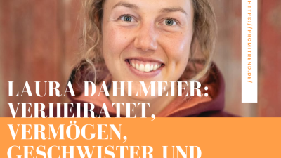 Ein unscharfes Bild einer Person mit dem Text "Laura Dahlmeier: Verheiratet, Vermögen, Geschwister und Privatleben" und einem Link zu promitrend.de.