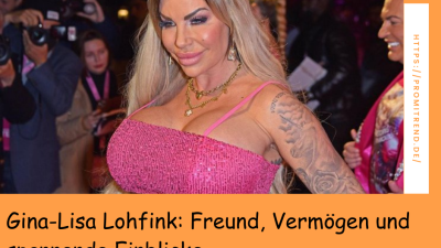 Eine Frau in einem glitzernden pinken Kleid mit Tattoos auf dem Arm posiert vor Fotografen.