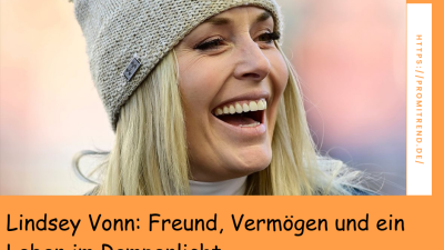 Eine Person mit einer weißen Strickmütze mit dem Red Bull-Logo, der Text "Lindsey Vonn: Freund, Vermögen und ein Leben im Rampenlicht" ist unten im Bild zu sehen.